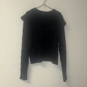 Grey Collective Women's Sz XL Black Knit Lace Chevron Sweater Long Sleeve Femin